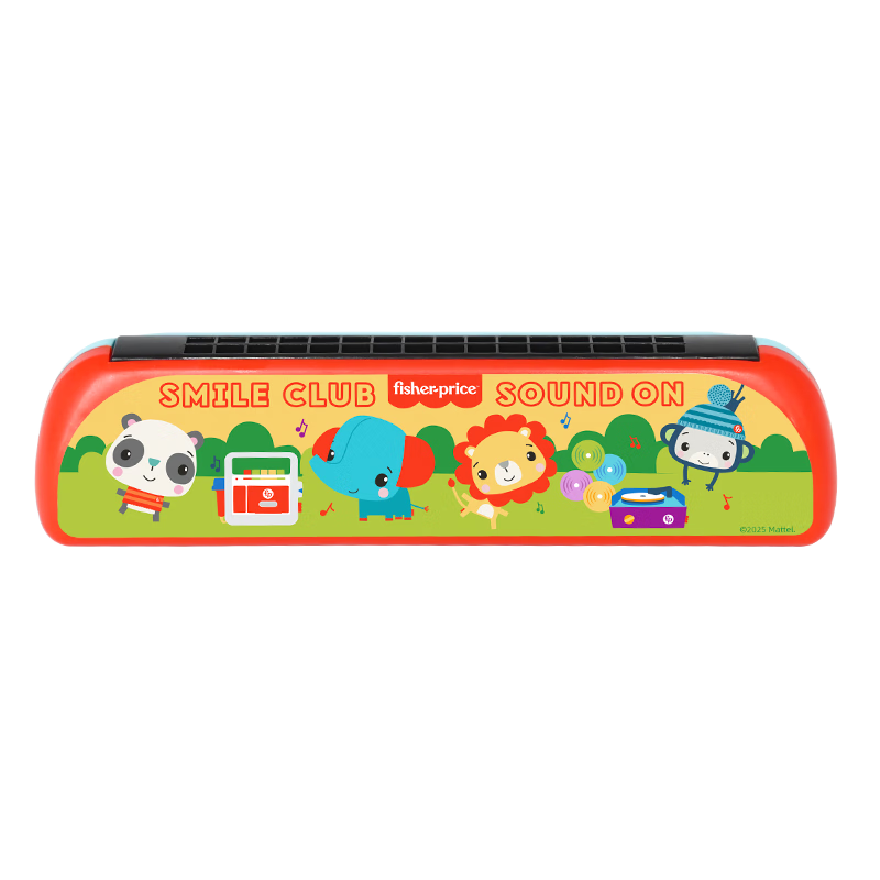Fisher-Price Children's Harmonica Toy Beginner Enlightenment Music Early Education Wind Instrument Red and Blue F6623