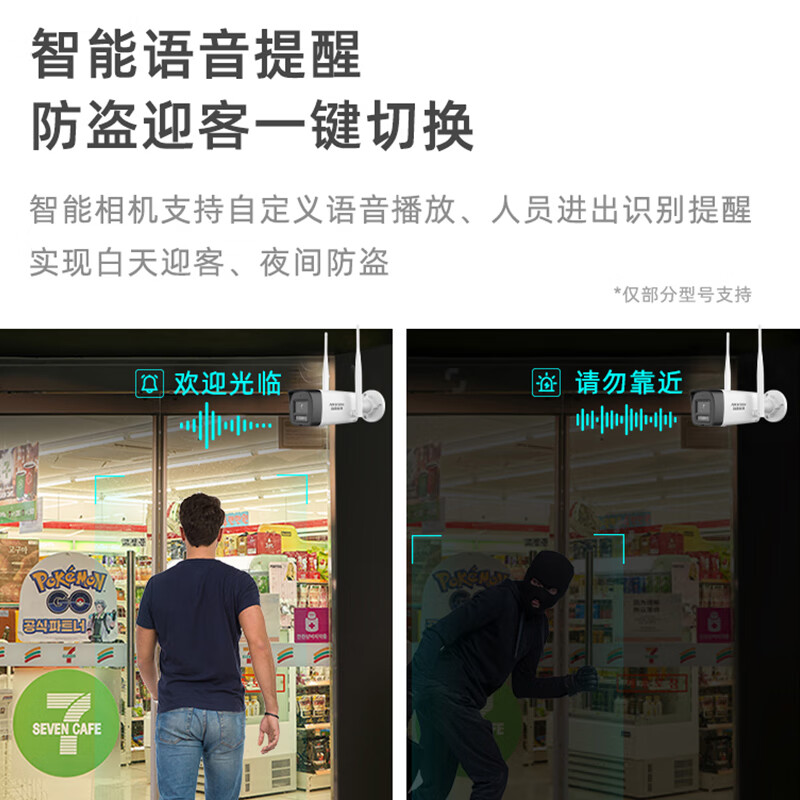 Hikvision surveillance camera solution security surveillance package equipment POE/WIFI full set supermarket convenience store store commercial indoor and outdoor high-definition night vision convenient video management along the street (Package 2)