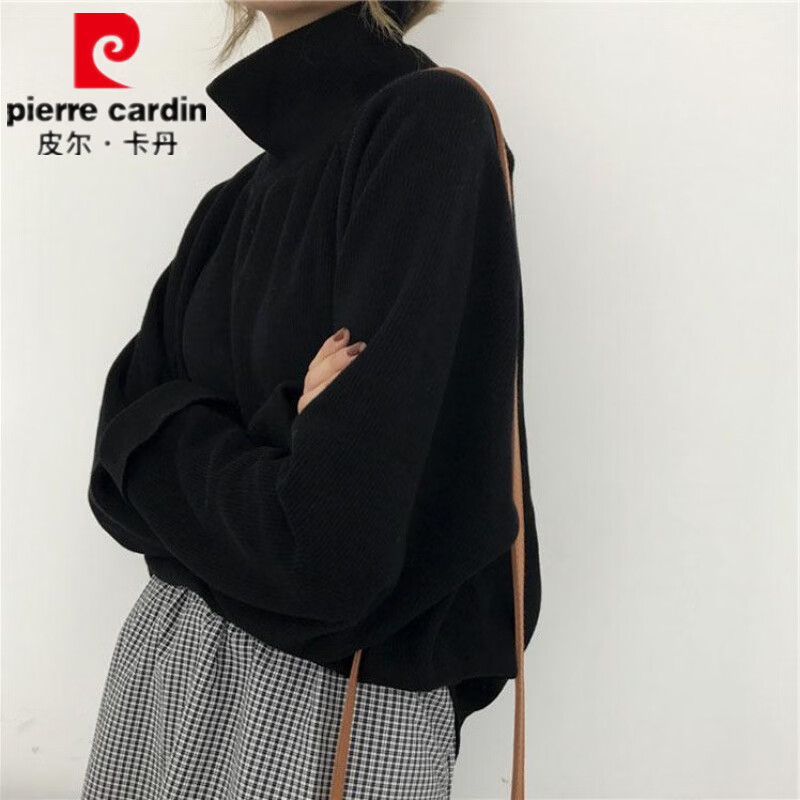 Pierre Cardin fat mm slimming bottoming shirt for women autumn and winter plus size women's 300 catties long-sleeved high-neck T-shirt with loose velvet top, white velvet XL 120-150 catties