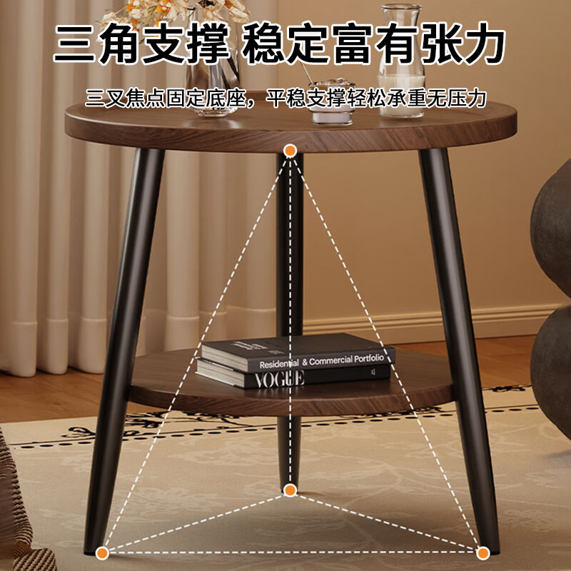 Jingcai coffee table side table sofa side table round table tea table bedside table balcony small table JCJ29 walnut color