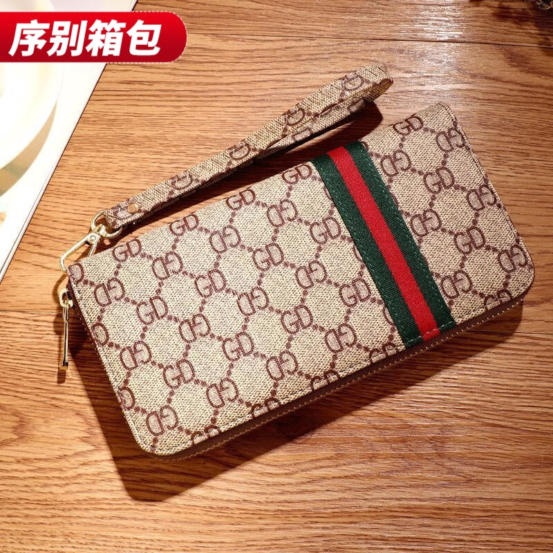 Ye Yu 2025 European and American Fashion Wallet Women's New Ladies Long Wallet Large Capacity Zipper Clutch Mobile Phone Bag GD Double Zipper - Dark Brown