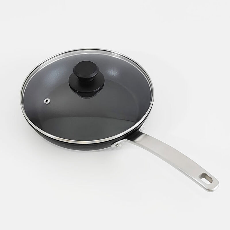 LZVZV non-stick frying pan lid 304 stainless steel heat-resistant glass visible lid unprinted matching lid for 24cm frying pan. The lid is about 25cm in diameter and suitable for frying pans with an inner diameter of 24cm.