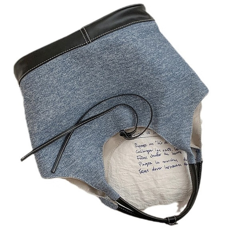 Korean niche stitching tote bag for women new commuter shoulder underarm bag blue