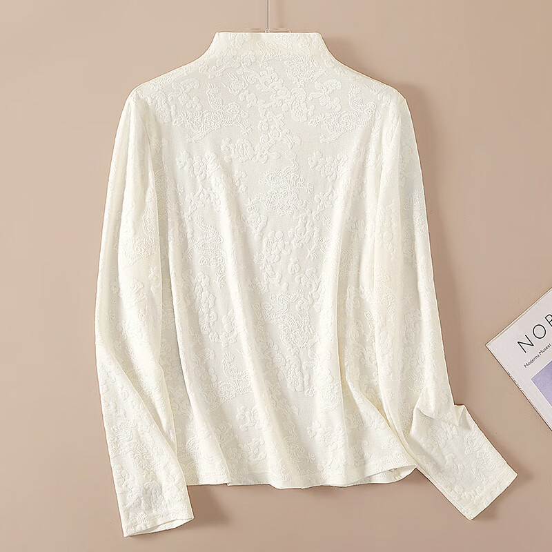 She pool jacquard half turtleneck inner bottoming shirt women's 2025 autumn new temperament solid color long-sleeved T-shirt