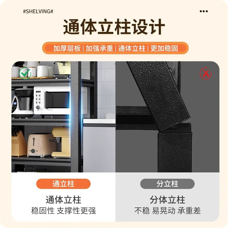 Kitchen rack floor-standing multi-layer multi-functional cabinet household microwave oven pot rack storage rack cabinet shelf 6 layers 183 height white length 150 width 40 six colors available