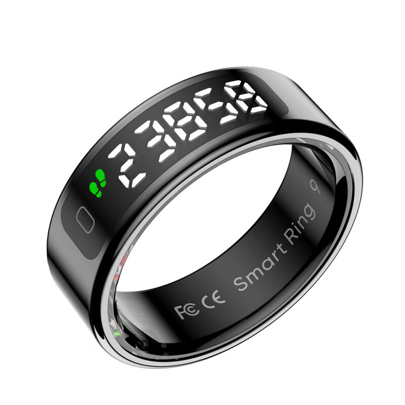 Huaqiangbei smart ring touch screen display heart rate pedometer sleep monitoring waterproof video page turning sports ring black No. 11 (inner diameter 20.8mm, finger circumference 65.4mm)