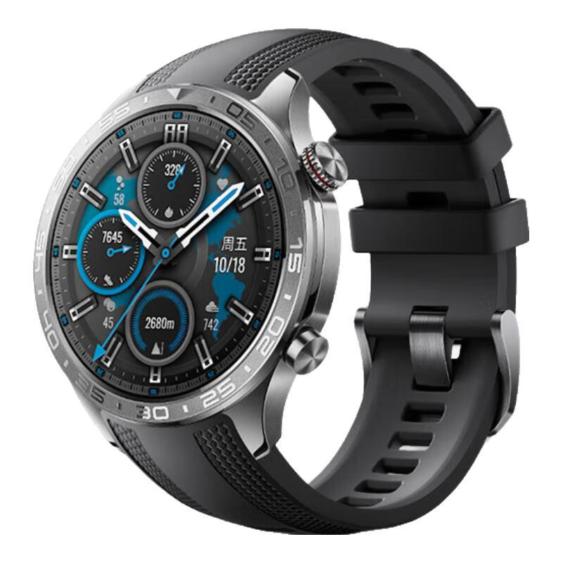 Honor Watch 5Pro smart Bluetooth call eSIM independent phone blood oxygen heart rate sleep senseless blood pressure health monitoring mobile payment men's and women's sports running new watch Bluetooth version Trailblazer fluorine rubber black strap