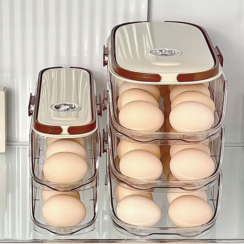 Tanbeiman egg storage box household refrigerator crisper egg storage special side door food grade multi-layer storage box artifact double row - single layer portable design