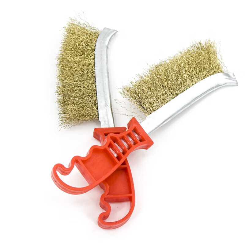 Hasdick Knife-type copper-plated wire brush long-handled barbecue brush cleaning brush to clear gaps and remove rust hard-bristled iron brush cleaning brush (4 pieces) HK-503