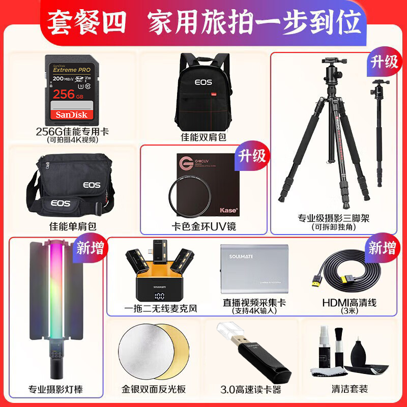 Canon camera, professional high-definition 4K digital handheld camcorder, home conference live broadcast photography 4K high-definition camera, Canon XA60 camera, package three, including 256G high-speed card ~ photography reflector ~ Canon backpack