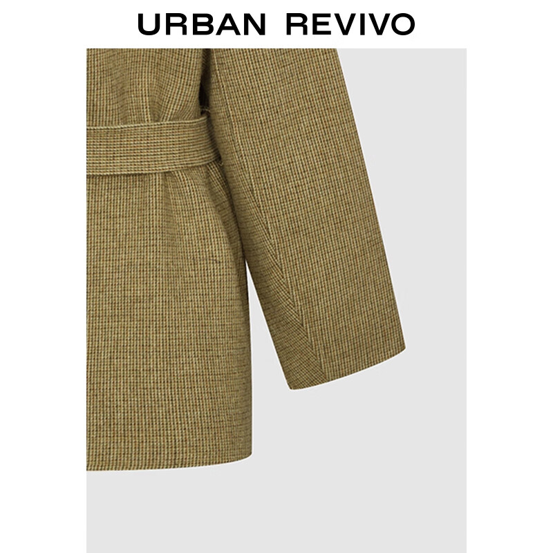 UR2025 Winter New Women's Amber Streamer Style Pattern Belt Coat UWH150080