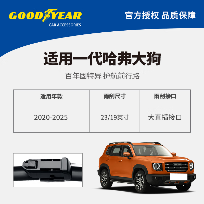 Goodyear (Goodyear) first generation Haval Big Dog wiper blade original factory special Great Wall Haval rubber strip boneless front wiper strip 1 pair