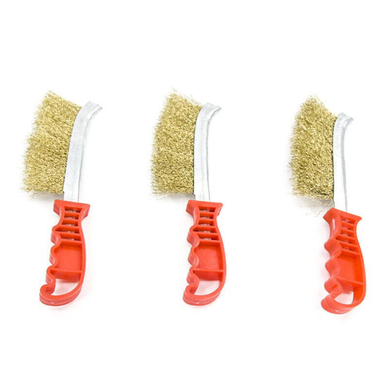 Hasdick Knife-type copper-plated wire brush long-handled barbecue brush cleaning brush to clear gaps and remove rust hard-bristled iron brush cleaning brush (4 pieces) HK-503