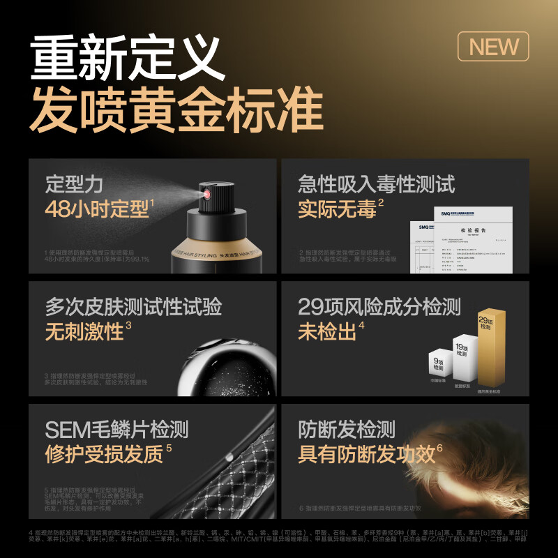 Liran hairspray black gold styling spray 48 hours quick-drying strong long-lasting natural matte style 300ml