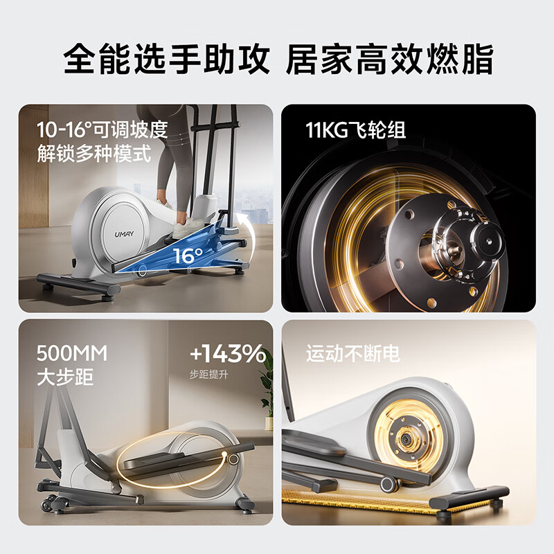 Youmei C7Pro elliptical machine home smart elliptical machine slope space walking stepper fitness equipment 2025 new C7promax-16 large slope-44~50cm adjustable step distance