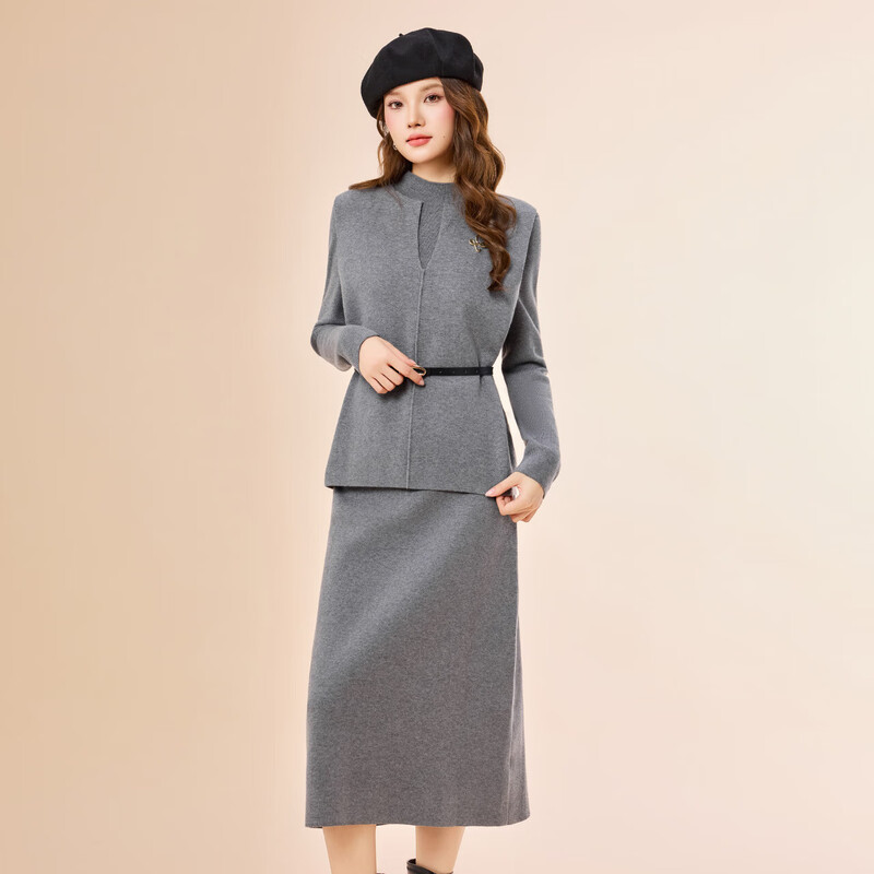 IEF/Aiyi clothing suit 2025 autumn and winter new French mature commuting temperament woolen upper and lower three-piece skirt