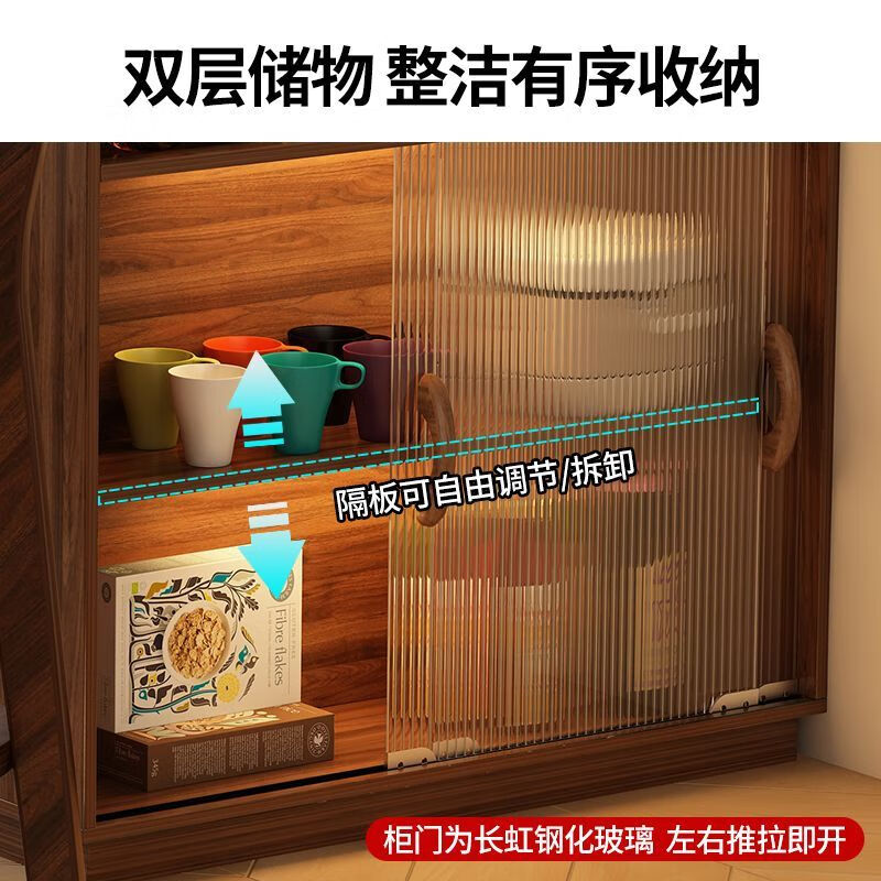 Mattuson glass bar table home integrated sideboard living room island dining table small apartment retractable partition storage internet celebrity walnut color bar cabinet + mobile combination table including sensor light socket upon arrival and installation by yourself