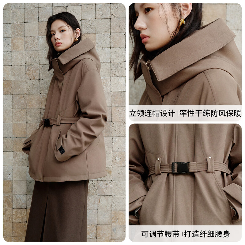 Ai Lai down jacket women's outdoor sports 90 goose down short retro hooded advanced slimming New Year jacket Eclipse blue L