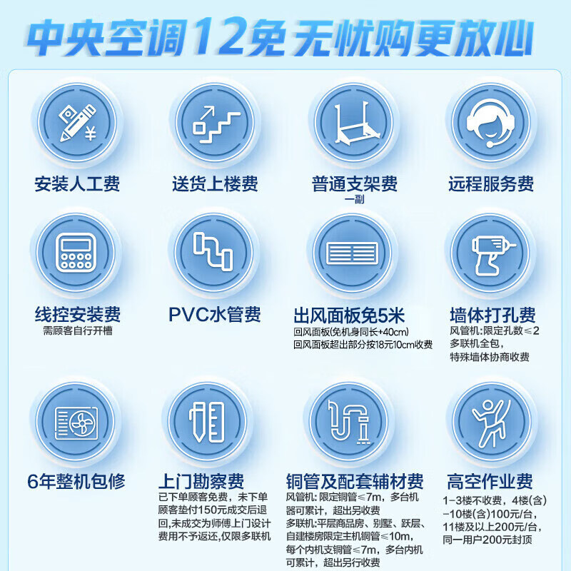 Oaks air conditioner 15% subsidy Home central air conditioner One to four 4 HP to three Frequency conversion Class 1 energy efficiency duct machine Embedded multi-split three bedrooms and one living room air conditioner Includes installation 7 HP One to six Upgraded model Four bedrooms and two living rooms 110~140