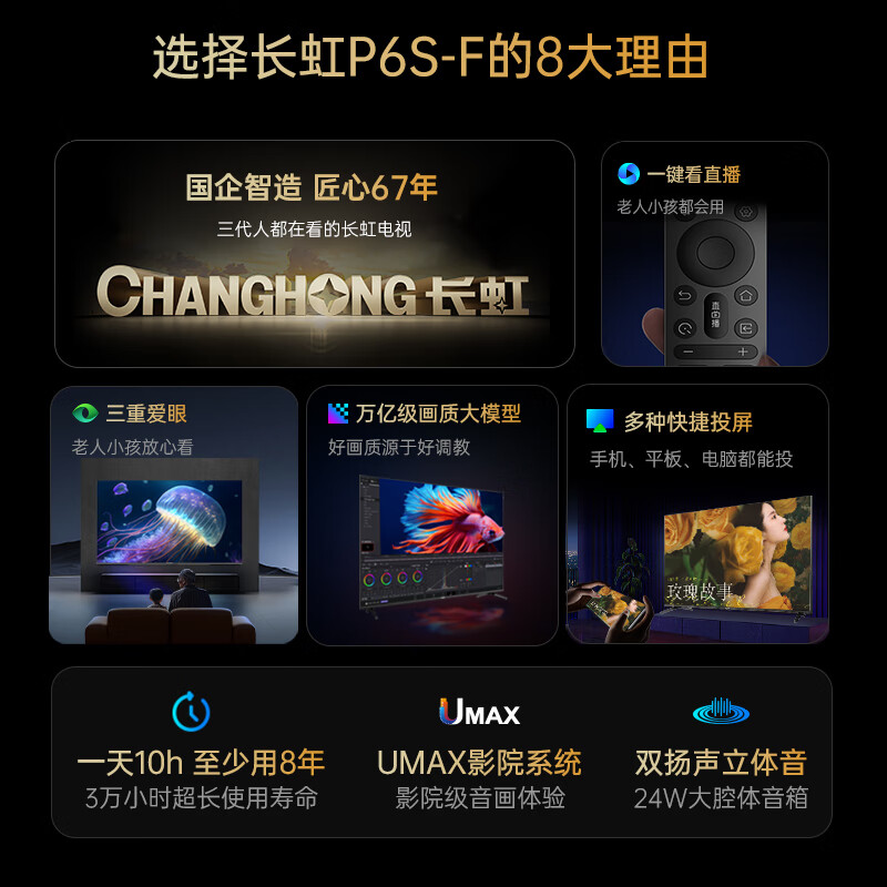 Changhong TV 50P6S-F 50-inch HDR one-click live broadcast flat-panel LCD LED TV