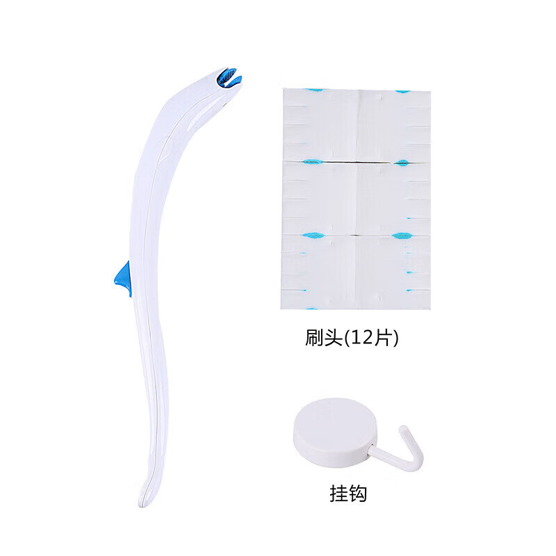 Japanese toilet brush, disposable toilet brush, disposable toilet brush with no dead ends, self-contained cleaner, dolphin style + 12 replacement heads + hook