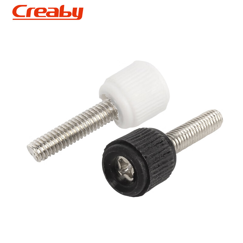 Creaby nickel-plated cross thumb screws cabinet chassis handle round head knurled hand twist plastic head adjustment bolt M3M4 white 6#-32x6 (20 pcs)