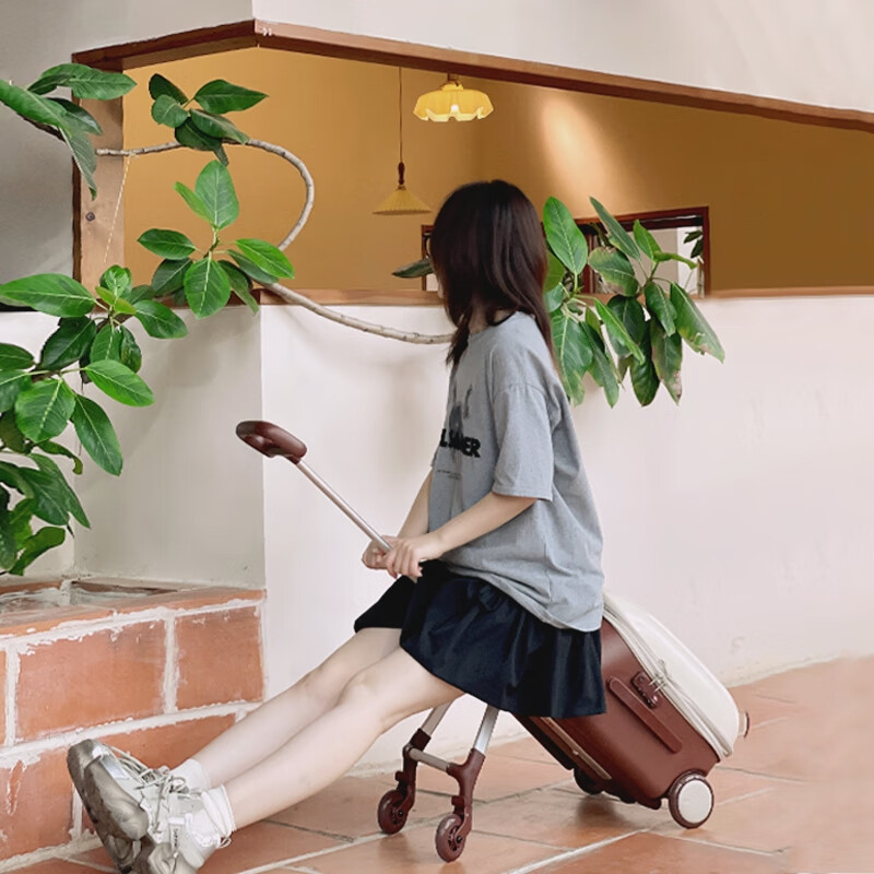 Lingxiu children's large-capacity trolley suitcase, durable and fashionable, a must-have for mothers, can be boarded. Children's trolley case, 20 inches, Khaki, expanded version, customs lock + with brake, 45.8L