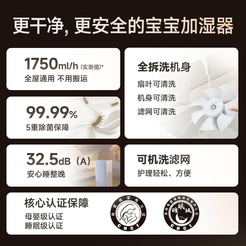 Shu Xinfeng Weijia same style fog-free humidifier air humidifier home living room bedroom desktop large humidification capacity silent fully removable and washable mother and baby certified sterilization humidifier G1