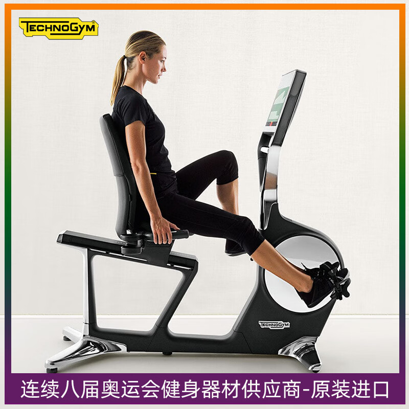 Technogym home exercise bike RECLINE PERSONAL luxury smart horizontal backrest spinning exercise bike imported black - scheduled to be shipped in about 30 days