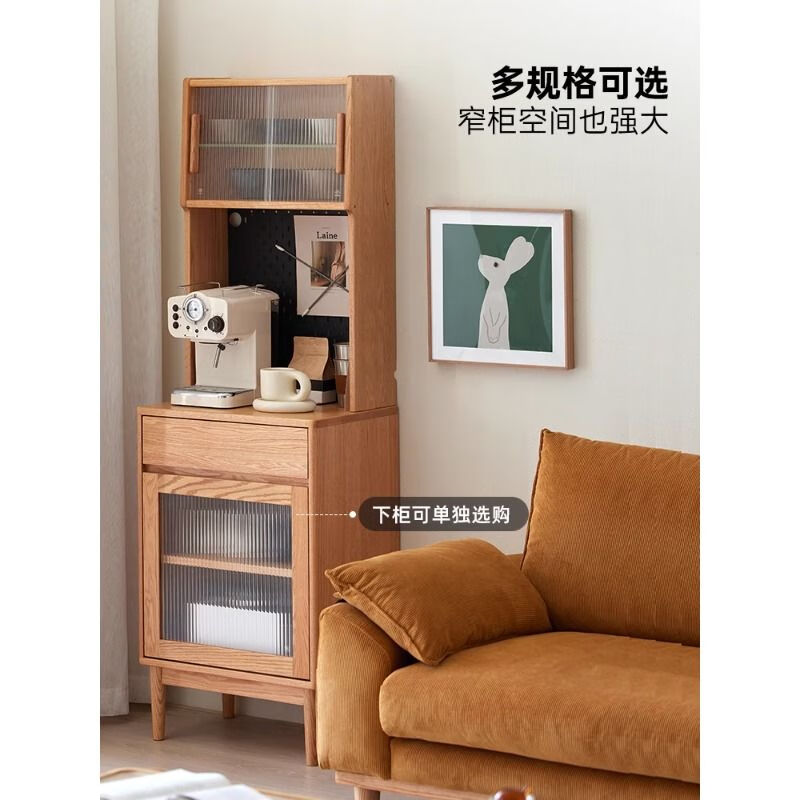Xianqingyashe all solid wood sideboard home simple small apartment dining room oak multi-functional storage cabinet solid wood storage cabinet oak-log color-next section 0.85 m sideboard