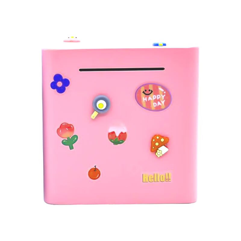 Songce children's piggy bank, large capacity, removable and removable piggy bank, birthday gift for boys and girls, high-looking anti-fall piggy bank, upgraded hidden money withdrawal port - sky blue 20*20cm+sticker+3D patch