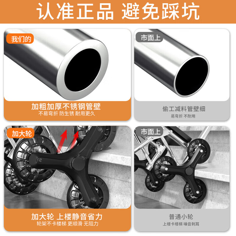 Hear the Time Grocery Shopping Cart Stair-Climbing Shopping Cart Home Convenient Small Cart for the Elderly Suitable for Stair-Climbing Artifact Six-Wheel Upgraded Model