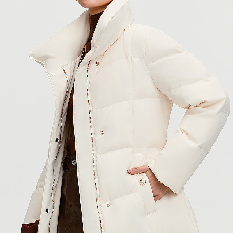 Bosideng 2025 Winter Lapel Quilted Mid-Length Waist Down Jacket Women's Jacket B250244316