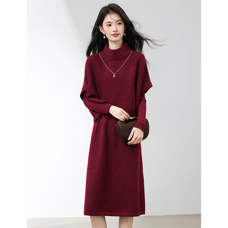 Xin Feiyu elegant French sweater blouse suit for women 25 winter new style high-end age-reducing knitted dress two-piece set