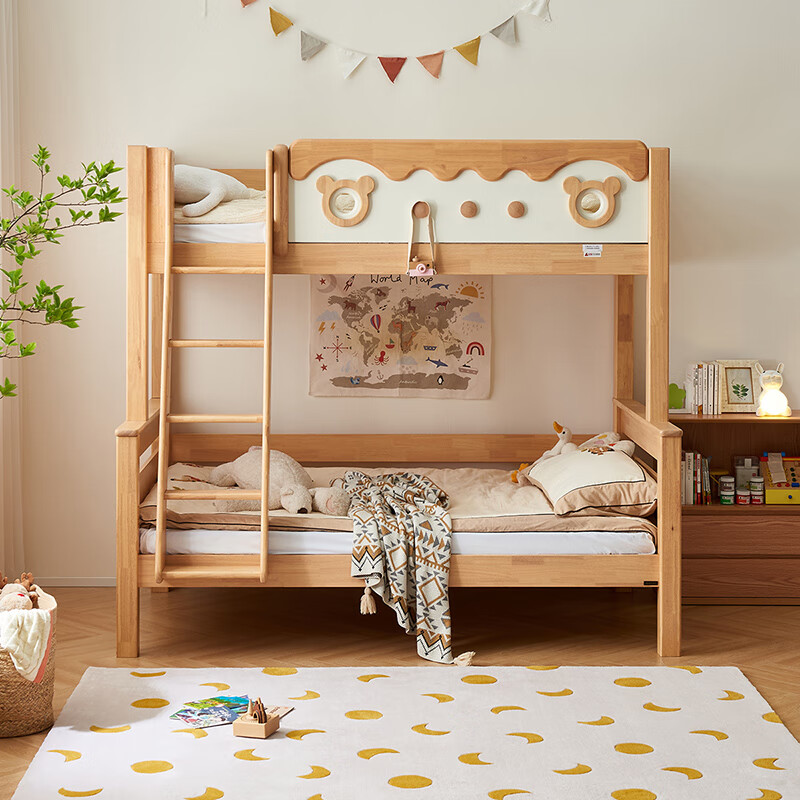 Quanyou Home Furnishing Log Style Teenagers Children Boys Girls Solid Wood Double-decker Bunk Beds Bedroom Home High and Low Twin Beds