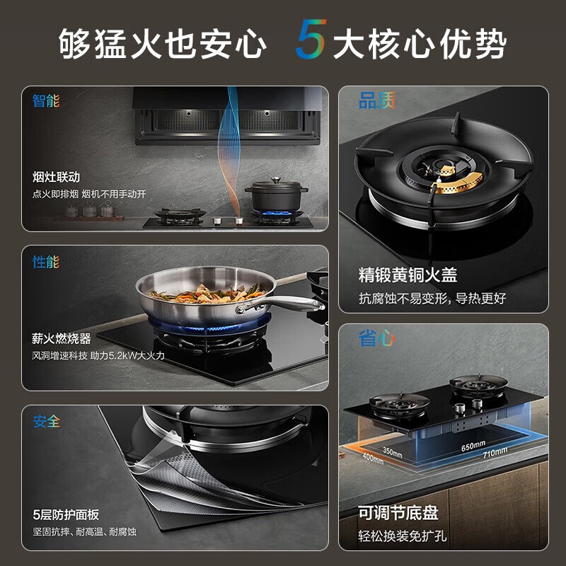 Boss small black mirror ultra-thin flat-embedded suction top side integrated trade-in 29 large suction first-class energy-efficiency range hood L1P+55B7A-D2 natural gas set