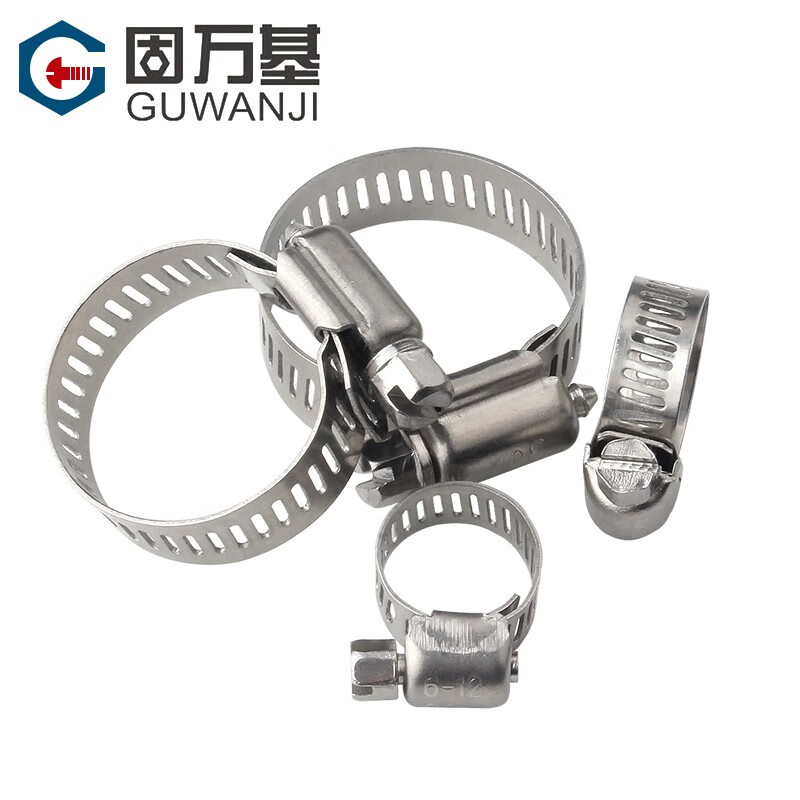 Guwanji 304 stainless steel hose clamp quick-installation gas pipe buckle clamp strong water pipe clamp fixed ring clamp pipe clamp M14-27 5 pcs (4 points) 304