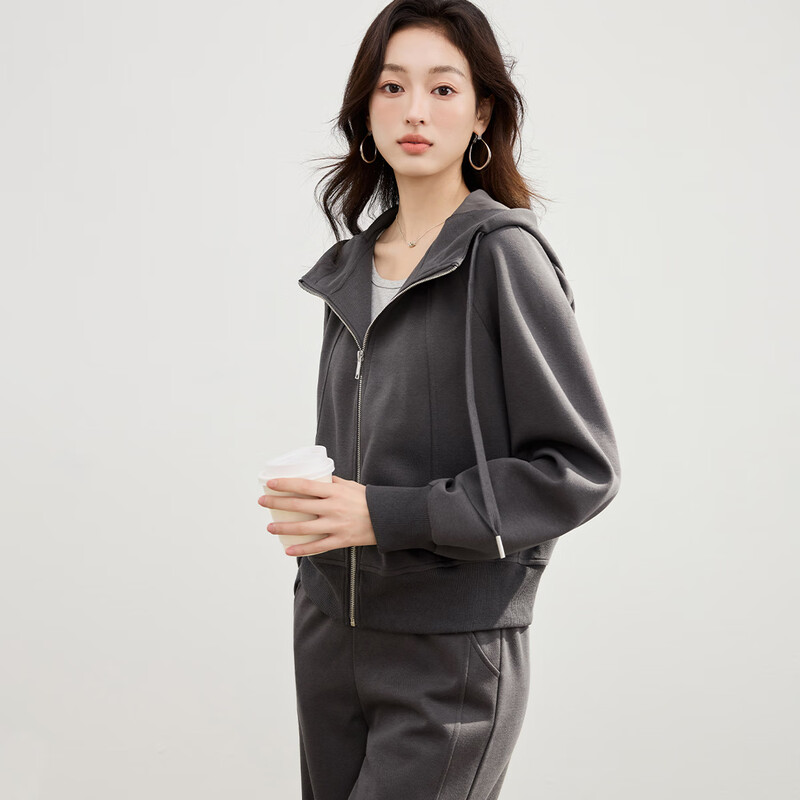 Handu Yishe Versatile Jacket Women's 2025 New Spring and Autumn New Hooded Short Cardigan Small Loose Casual Sweatshirt