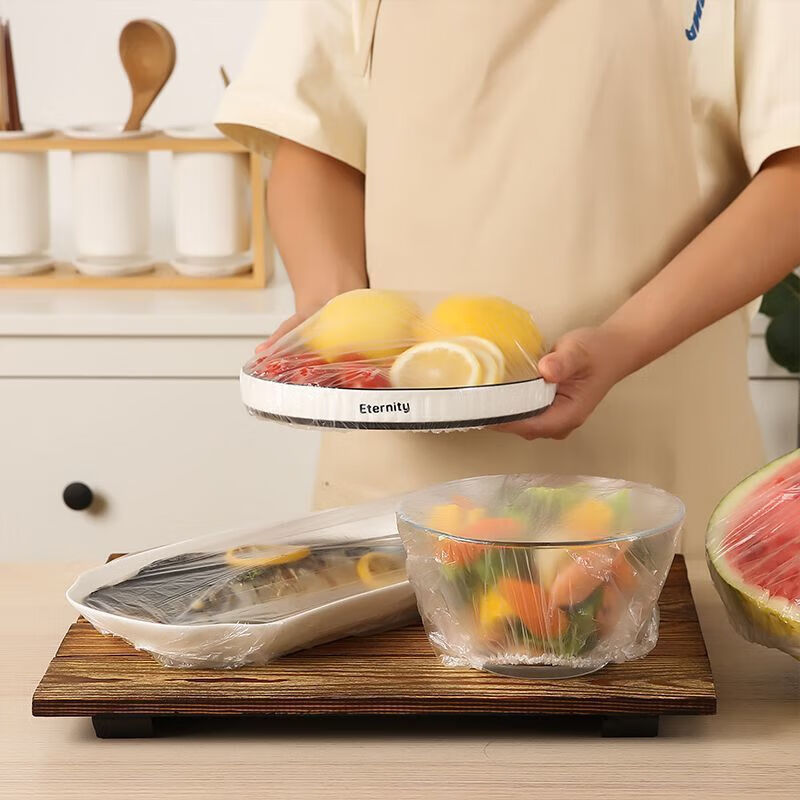 MIEHONE plastic wrap cover for leftover rice preservation cover, disposable cover, multi-functional dust-proof elastic bag, plastic wrap cover, 100 pieces