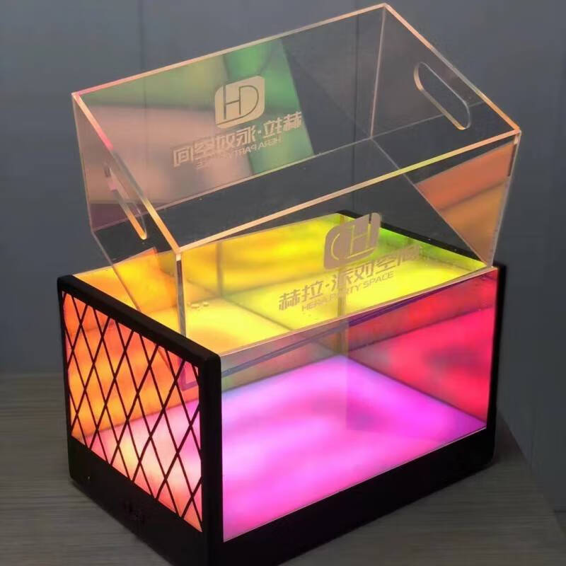 Fantasy Bar Luminous Ice Bucket Acrylic Beer Bucket Nightclub Charging Luminous Beer Basket Cocktail Champagne Bucket Small Waist Ice Bucket