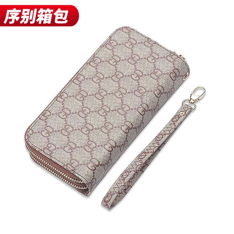 Ye Yu 2025 European and American Fashion Wallet Women's New Ladies Long Wallet Large Capacity Zipper Clutch Mobile Phone Bag GD Double Zipper - Dark Brown