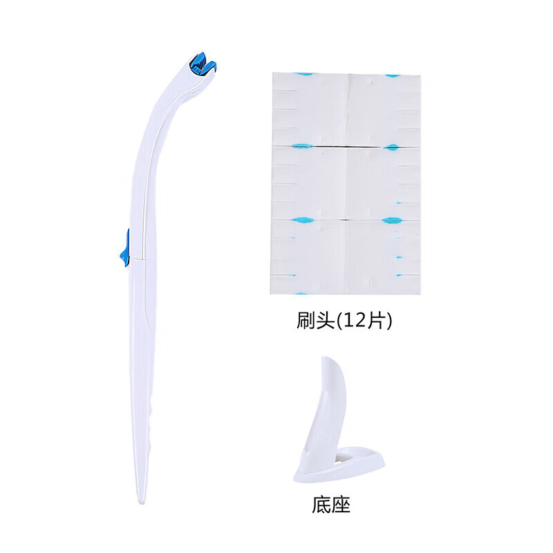 Japanese toilet brush, disposable toilet brush, disposable toilet brush with no dead ends, self-contained cleaner, dolphin style + 12 replacement heads + hook