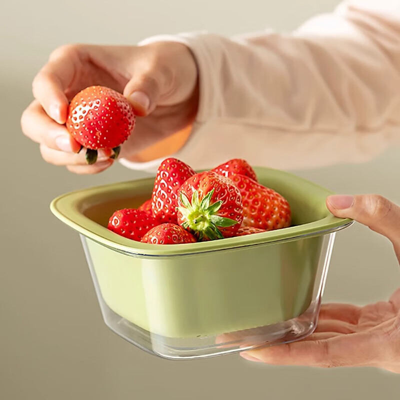 Home KATEI STORY Japanese double-layer drain basket student fruit washing artifact cute mini water filter with small sink food grade double-layer transparent + green