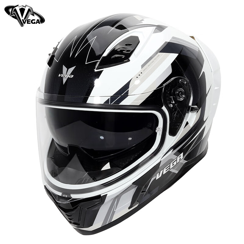 VEGASA60 American double-lens motorcycle helmet winter warm electric motorcycle full-face helmet with large tail phantom white 2XL