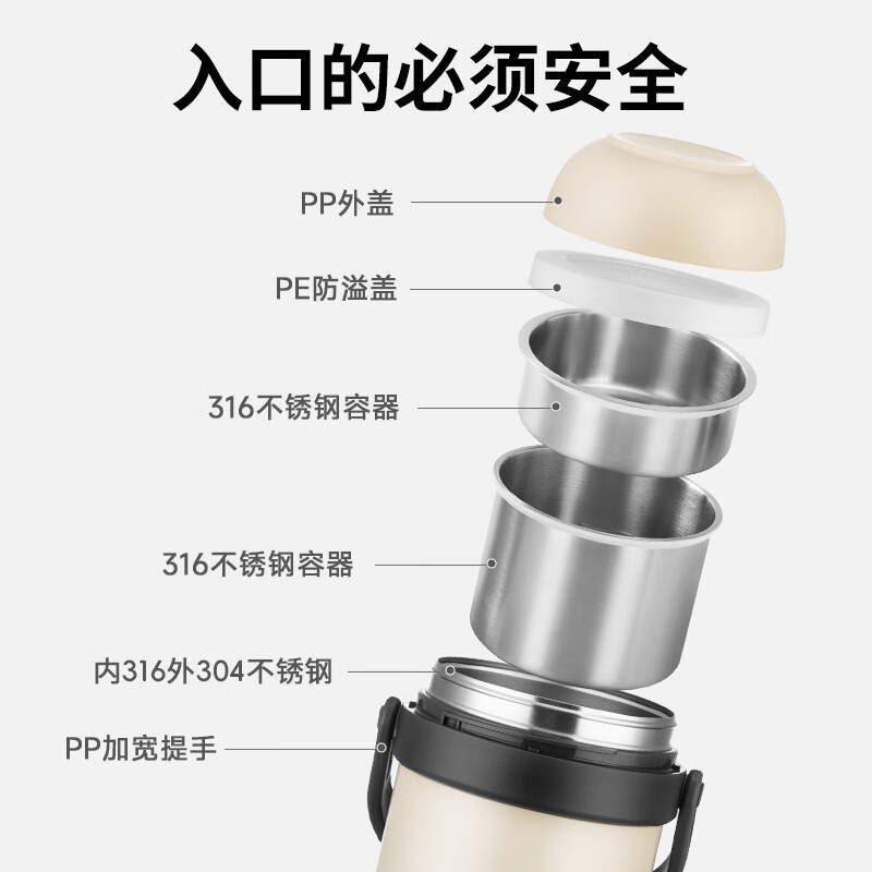 TAFUCO Japan TAFUCO 316 stainless steel insulated lunch box lunch box 3-layer portable work insulation bucket winter day T0303 green grass green 24-hour insulation 1.4L