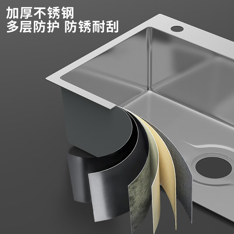 BSITN kitchen sink large single-slot sink integrated basin household stainless steel dishwashing sink handmade basin BS003