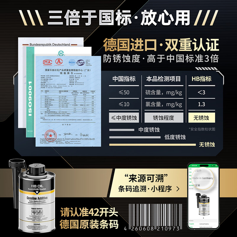 HBOIL Germany imports three-way catalytic cleaning agent without disassembly of oxygen sensor to remove carbon deposits and exhaust gas cleaner 350ML
