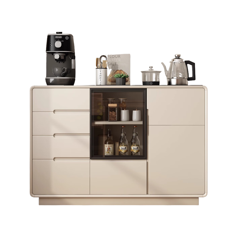 Qiuke home living room solid wood tea bar machine sideboard wall tea cabinet integrated water bar with kettle 2025 new style