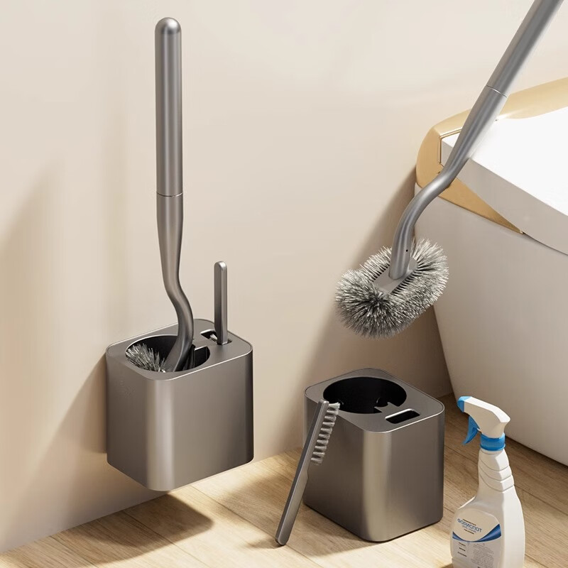 JCZS Toilet Brush Home No Dead Angle No Punching Toilet Brush Set Bathroom Washing Toilet Artifact Wall-mounted Gun Gray Standard 1 Pack