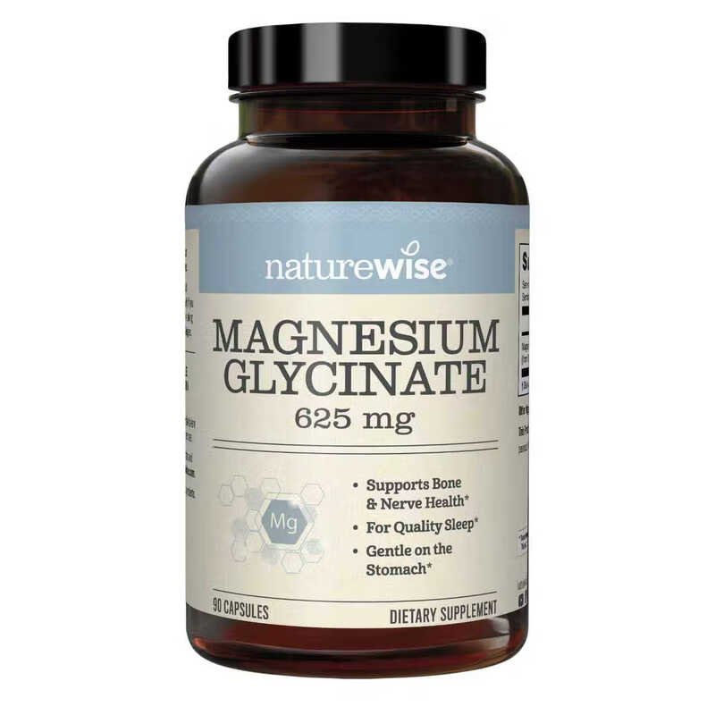 Natural Vitriol Magnesium Glycinate Capsules 125mg Magnesium Supplement Adult Magnesium Supplement Tablets Improve Sleep and Relieve Stress 90 Capsules/Bottle